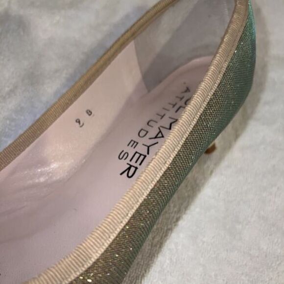 Paul Mayer Attitudes Womens Gold Sparkle Gold Kitten Heel Pumps Shoes Size 9.5 - Picture 6 of 9